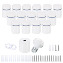 16 Pcs 3/4"x1-1/16" Standoff Screws, Stainless Steel Bathroom Mirror Wall Mounting Hardware Kit with Screws & Anchors for Acrylic Glass Sign Advertisi