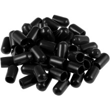 50pcs Rubber End Caps 7.5mm ID Vinyl Round Tube Bolt Cap Cover Screw Thread Protectors Black, 0.3 inch