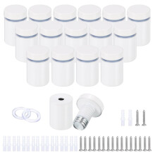 16 Pcs 3/4"x1-1/4" Standoff Screws, Stainless Steel Bathroom Mirror Wall Mounting Hardware Kit with Screws & Anchors for Acrylic Glass Sign Advertisin