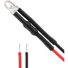 20Pcs 3mm Pre Wired LED, Red DC3-5V Clear Lens, Light Emitting Diodes