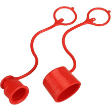 1Set Hydraulic Coupler Dust Cap and Plug, Male Dust Cap Female Plug Cover Hydraulic Quick Disconnect Port Plug Fitting for 3/8"Flat Face Couplers, Red