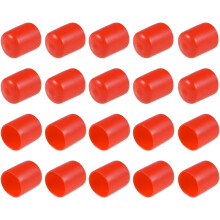 20pcs Rubber End Caps 20mm ID Vinyl Round Tube Bolt Cap Cover Thread Protectors Red