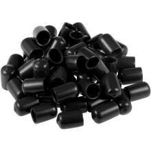 50pcs Rubber End Caps 11mm ID Vinyl Round Tube Bolt Cap Cover Screw Thread Protectors Black, 0.43 inch