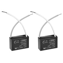 Ceiling Fan Capacitor CBB61 4uF 450V AC 2 Wires Metalized Polypropylene Film Capacitors 47x18x34mm for Water Pump Motor Generator, Pack of 2