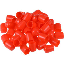 50pcs Rubber End Caps 18mm ID Vinyl Vinyl Round Tube Bolt Cap Cover Screw Thread Protectors Red