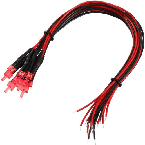 10Pcs 2mm Pre Wired LED, Red DC6-12V Diffused Lens, Light Emitting Diodes