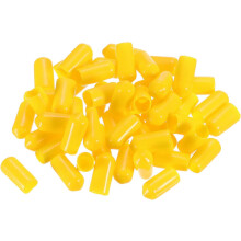 50pcs Rubber End Caps 7mm ID Vinyl PVC Round Tube Bolt Cap Cover Screw Thread Protectors Yellow, 0.28 inch