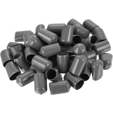 50pcs Rubber End Caps 13mm(1/2 inch) ID Vinyl PVC Round Tube Bolt Cap Cover Screw Thread Protectors Dark Grey
