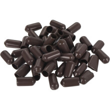 50pcs Rubber End Caps 7mm(1/4") ID Vinyl PVC Round Tube Bolt Cap Cover Screw Thread Protectors Brown, 0.28 inch