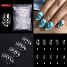 500Pcs Cut Out Hollow Nail Tips French Cover False Nail Extension Tips Nail Art TS08