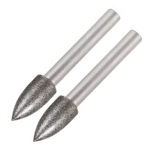 Diamond Burrs Grinding Drill Bits for Carving Rotary Tool 1/4-Inch Shank 10mm Tapered 120 Grit 2 Pcs
