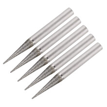 Diamond Burrs Bits Grinding Drill Carving Rotary Tool for Glass Stone Ceramic 120 Grit 1/4" Shank 6mm Pointed 5 Pcs