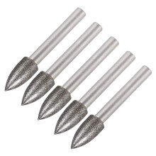 Diamond Burrs Bits Grinding Drill Carving Rotary Tool for Glass Stone Ceramic 120 Grit 1/4" Shank 10mm Tapered 5 Pcs