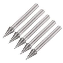 Diamond Burrs Bits Grinding Drill Carving Rotary Tool for Glass Stone Ceramic 120 Grit 1/4" Shank 8mm Conial 5 Pcs