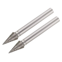 Diamond Burrs Bits Grinding Drill Carving Rotary Tool for Glass Stone Ceramic 150 Grit 1/4" Shank 8mm Conial 2 Pcs
