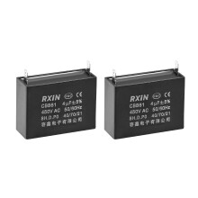Ceiling Fan Capacitor CBB61 4uF 450V AC Single Insert Metalized Polypropylene Film Capacitors 47x18x34mm for Water Pump Motor Generator, Pack of 2