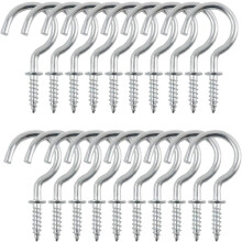 20pcs Cup Ceiling Hooks 1 Inch Metal Screw in Hanger Hooks for Home Office Indoor Outdoor Hanging Plants Silver White
