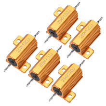 25W 12 Ohm 5% Aluminum Case Resistor Screw Tap Chassis Mounted Wirewound Load Resistors Gold Tone 5 Pcs