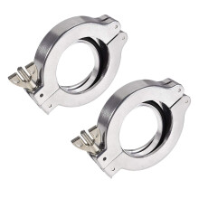 2 Pcs Aluminum Vacuum Clamp 90mm X 60mm KF50 Single Pin Clamp Wing Nut W Center Ring for Ferrule TC