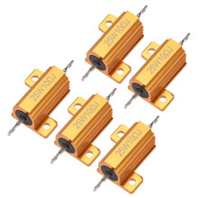 25W 10 Ohm 5% Aluminum Case Resistor Screw Tap Chassis Mounted Wirewound Load Resistors Gold Tone 5 Pcs