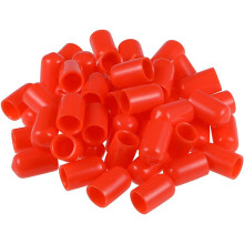 50pcs Rubber End Caps 10mm ID Vinyl Round Tube Bolt Cap Cover Screw Thread Protectors Red