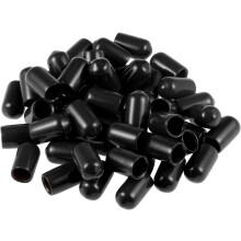 50pcs Rubber End Caps 7mm ID Vinyl Round Tube Bolt Cap Cover Screw Thread Protectors Black