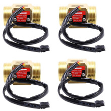 4X B10 Dn25 1Inch Water Hall Effect Turbine Flow Sensor Meter Turbine Flowmeter 2-50L/Min(Brass)