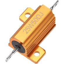 25 Watt 50 Ohm 5% Aluminum Housing Resistor Wirewound Resistor Gold Tone 1 Pcs