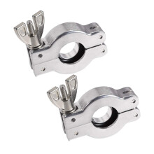 2 Pcs Aluminum Vacuum Clamp 41mm X 21mm KF16 Single Pin Clamp Wing Nut W Center Ring for Ferrule TC