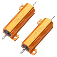 50W 100k Ohm 5% Aluminum Housing Resistor Screw Chassis Mounted Aluminum Case Wirewound Resistor Load Resistors Gold Tone 2pcs