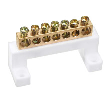 Copper Screw Terminal Block Connector Bar 100A Double Row Bridge Shape Ground Wire 7 Positions