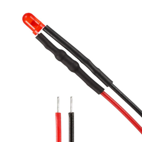 20Pcs 3mm Pre Wired LED, Red DC12V Diffused Lens, Light Emitting Diodes
