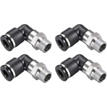 Push To Connect Tube Fitting Male Elbow 6mm Tube OD X 1/8NPT Thread Pneumatic Air Push Fit Lock Fitting 4pcs