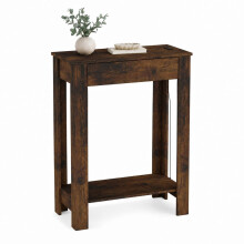 (1 Drawer, Rustic Oak) Hallway Console Table with USB Ports and Shelf