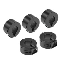 15mm Ferrite Cores Ring Clip-On RFI EMI Noise Suppression Filter Cable Clip, Black 5pcs