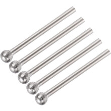Diamond Burrs Bits Grinding Drill Carving Rotary Tool for Glass Stone Ceramic 150 Grit 1/8-Inch Shank 6mm Sphere 5 Pcs