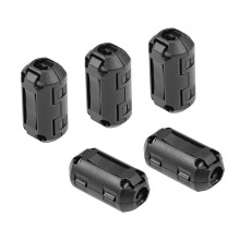 7mm Ferrite Cores Ring Clip-On RFI EMI Noise Suppression Filter Cable Clip, Black 5pcs