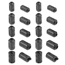 Ferrite Cores Ring 3.5mm 5mm 7mm 9mm 11mm Clip-On RFI EMI Noise Suppression Filter Cable Clip, Black 20pcs