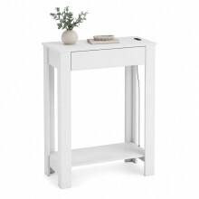 (1 Drawer, White) Hallway Console Table with USB Ports and Shelf