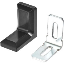 28x18mm Cabinet Cupboard Shelf Corner Brace Plate Right Angle Bracket Black 10pcs