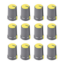 12Pcs Potentiometer Volume Control Knob Cap Plastic Yellow 6mm Shaft Dia. Rotary Knob 12mm Dia. X 17mm Height