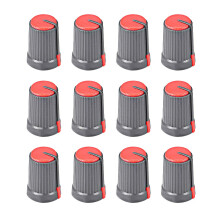 12Pcs Potentiometer Volume Control Knob Cap Plastic Red 6mm Shaft Dia. Rotary Knob 12mm Dia. X 17mm Height