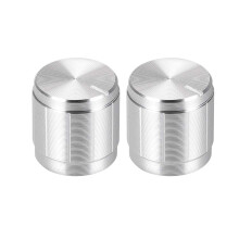2pcs Potentiometer Knob Knurled Shaft Siver Tone Aluminum 6mm Shaft Dia. Rotary Knob 13mmx13mm Volume Control Knob
