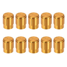 10pcs Potentiometer Knob Cover Cap Gold Tone Aluminum 6mm Shaft Dia. Rotary Knob 13mm Dia. X 17mm Height Volume Control Knob