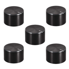 5pcs Potentiometer Knob Knurled Shaft Black Aluminum Smooth Surface Rotary Knob 20mmx13mm Volume Control Knob