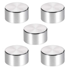 5pcs Potentiometer Knob Knurled Shaft Silver Tone Aluminum Smooth Surface Rotary Knob 25mmx13mm Volume Control Knob