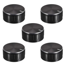 5pcs Potentiometer Knob Knurled Shaft Black Aluminum Groove Surface Rotary Knob 40mmx17mm Volume Control Knob