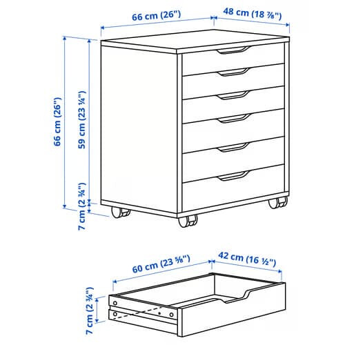 IKEA ALEX Drawer Unit on Castors 67x66 cm 2