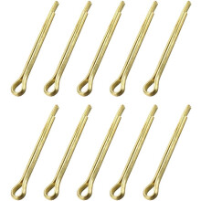 Split Cotter Pin - 3mm x 30mm (1/8 inch x 1 3/16 inch) Solid Brass 2-Prongs Gold Tone Fastener Clip Key 10Pcs