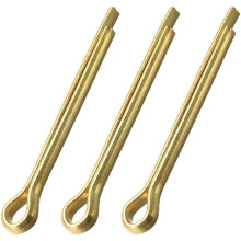 Split Cotter Pin - 4mm x 40mm (5/32 inch x 1 37/64 inch) Solid Brass 2-Prongs Gold Tone Fastener Clip Key 3Pcs